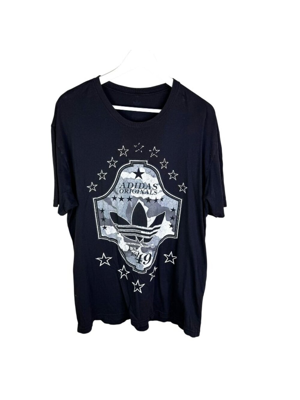 Adidas Trefoil 3-Stripe Perfectly Worn-In Retro Black T-Shirt, Size XL